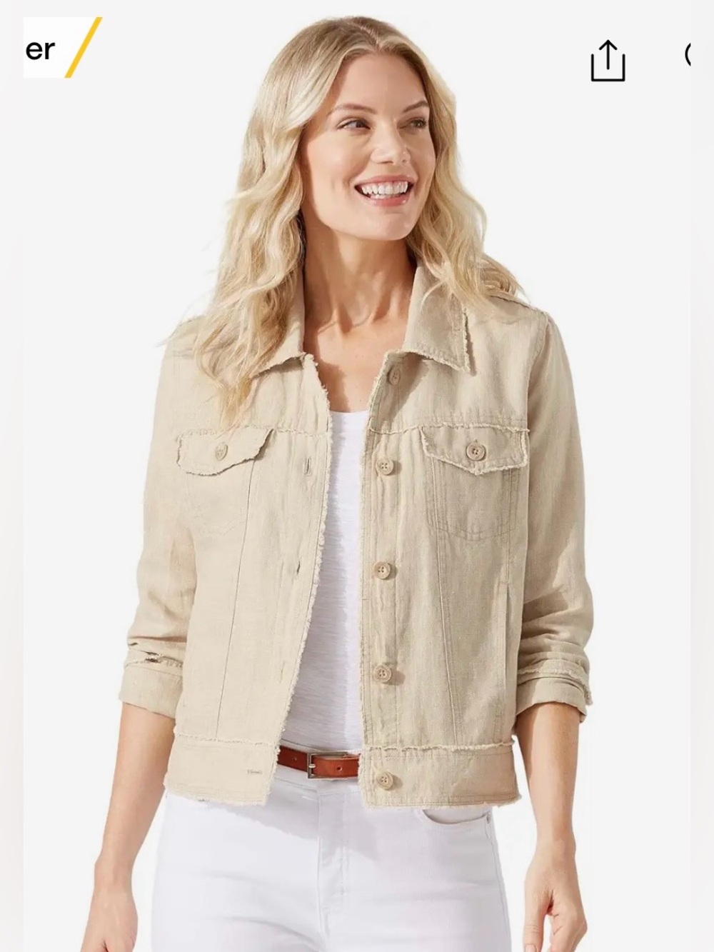 Tommy Bahama Raw Edge Linen Jacket Natural XXS